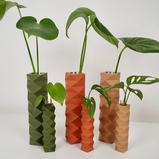 Origami propagation vase set — 3‑piece