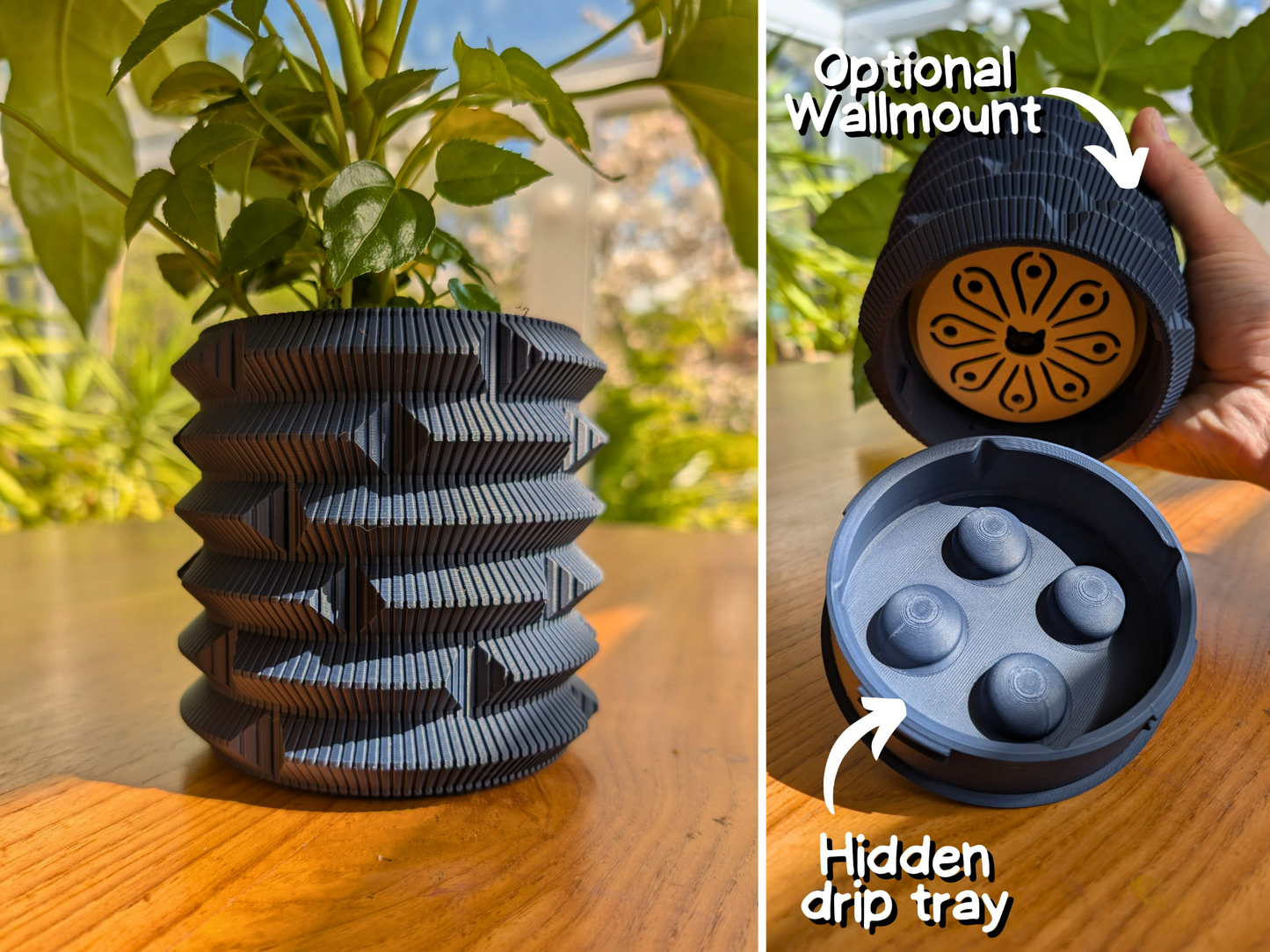 Wall Planter with Hidden Drip Tray