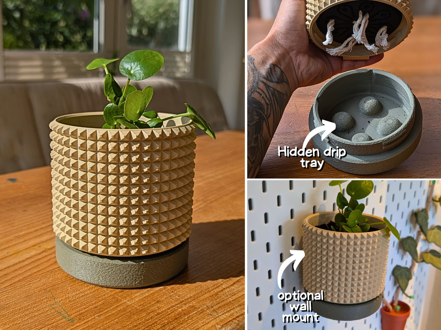Wall Planter with hidden drip tray